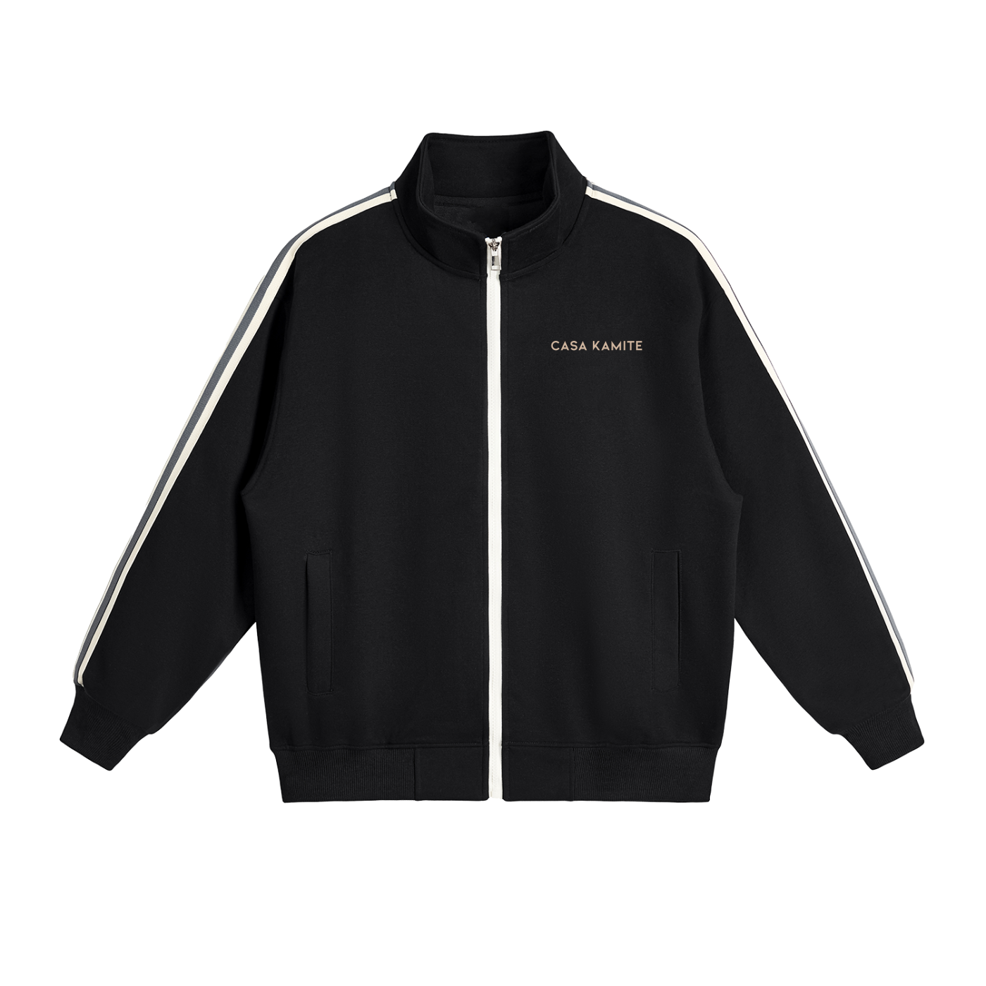 Veste à col montant et bande latérale contrastée